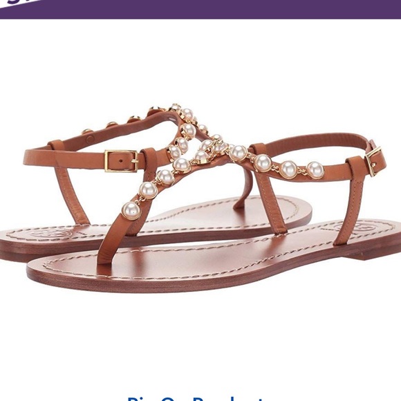 Tory Burch Emmy Pearl Thong Tan Sandals - Picture 2 of 2